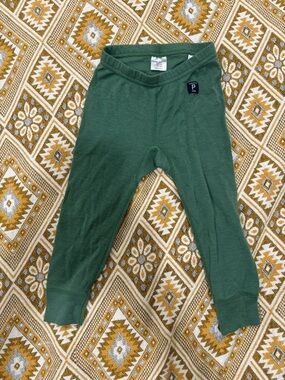 Polarn O. Pyret Merino Wool Thermal Leggings | Size 1-2Y (86/92) | Green